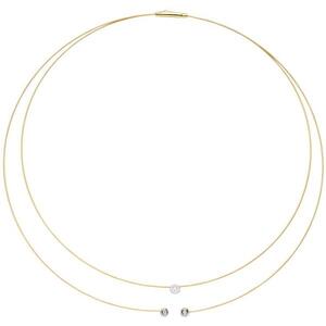 Collier Halskette 2-reihig 750 Gold bicolor 3 Diamanten Brillanten