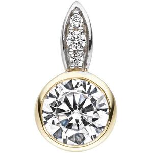 Anh�nger 375 Gold Gelbgold bicolor 4 Zirkonia Goldanh�nger