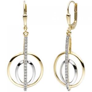 Ohrh�nger 375 Gold Gelbgold bicolor 38 Zirkonia Ohrringe Boutons