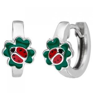 Kinder Creolen Marienk�fer Kleeblatt 925 Sterling Silber Ohrringe