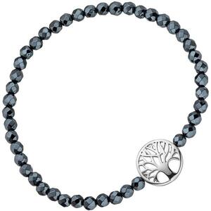 Armband Lebensbaum 925 Sterling Silber mit Hmatit schwarz flexibel
