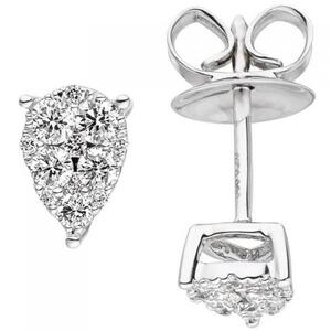 Ohrstecker 585 Gold Wei�gold 24 Diamanten Brillanten Ohrringe