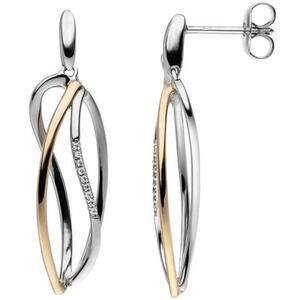 Ohrh�nger 333 Gold Wei�gold Gelbgold bicolor 18 Zirkonia Ohrringe