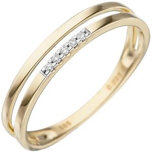 Damen Ring 585 Gold Gelbgold 5 Diamanten, Goldring (Gre: 60)