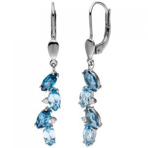 Ohrhnger 585 Weigold 4 Diamanten Brillanten 8 Blautopase hellblau