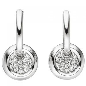 Creolen 585 Gold Wei�gold 30 Diamanten Brillanten Ohrringe