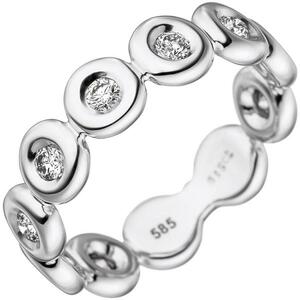 Damen Ring 585 Gold Wei�gold 9 Diamanten Goldring (Gr��e: 58)