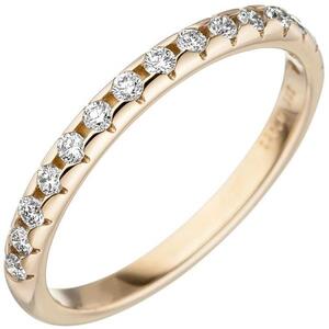 Damen Ring 585 Gold Gelbgold 15 Diamanten Goldring (Gr��e: 58)