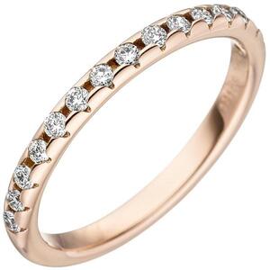 Damen Ring 585 Gold Rotgold 15 Diamanten Rotgoldring (Gre: 56)