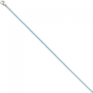 Rundankerkette Edelstahl blau lackiert 42 cm Kette Halskette Karabiner