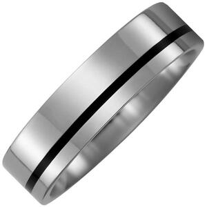 Partner Ring Titan mit Keramik schwarz Partnerring bicolor (Gre: 60)