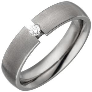 Partner Ring Titan Diamant Brillant 0,05ct. Titanring matt (Gre: 66)