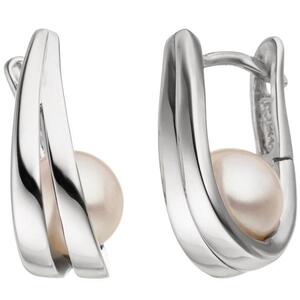 Creolen 925 Sterling Silber 2 S��wasser Perlen Ohrringe Perlenohrringe