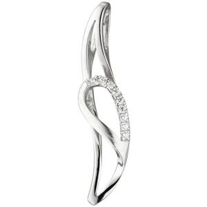 Anhnger 925 Sterling Silber teil matt mit 9 Zirkonia Silberanhnger