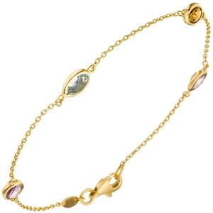 Armband 585 Gelbgold 2 Amethyste 1 Citrin 1 Blautopas Goldarmband