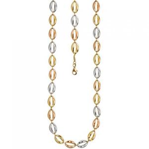 Halskette Kette 585 Gold dreifarbig tricolor 45 cm Goldkette Karabiner