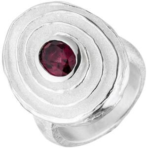 Damen Ring 925 Sterling Silber teil matt 1 Rhodolith (Gr��e: 50)