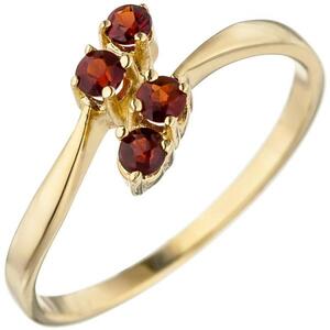 Damen Ring 375 Gelbgold 4 Granate rot Goldring Granatring (Gr��e: 56)