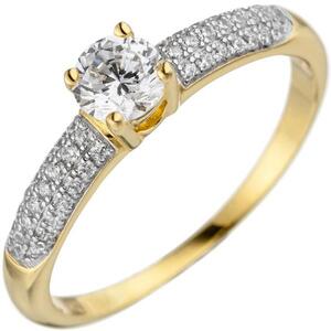 Damen Ring 925 Sterling Silber gold mit Zirkonia (Gr��e: 52)