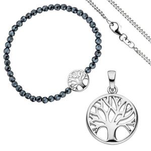Schmuck-Set Baum Lebensbaum 925 Silber Armband Anhnger Kette 38 cm
