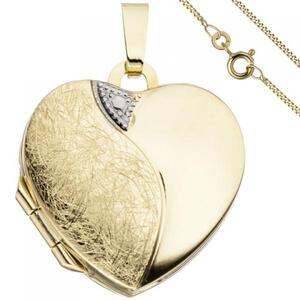 Medaillon Herz zum �ffnen f�r 2 Fotos 333 Gold mit Kette 50 cm