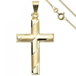 Anh�nger Kreuz 333 Gold Gelbgold mit Kette 45 cm Goldkreuz