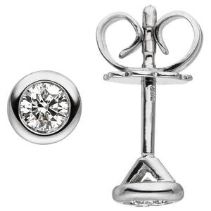 Ohrstecker 585 Gold Wei�gold 2 Diamanten Brillanten Diamantohrstecker