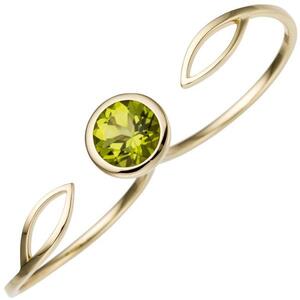 Damen Zweifinger Ring 585 Gold Gelbgold 1 Peridot gr�n Goldring (Gr��e: 58)