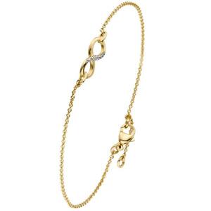 Armband Unendlichkeit 375 Gelbgold bicolor 7 Zirkonia 19,5 cm