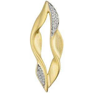Anhnger 585 Gelbgold teil matt 32 Diamanten Brillanten Goldanhnger