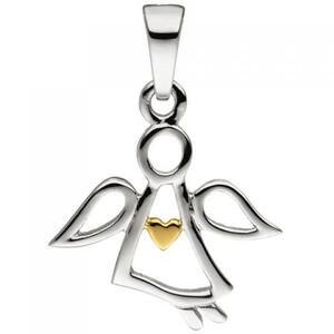 Anh�nger Engel Schutzengel 925 Sterling Silber bicolor vergoldet