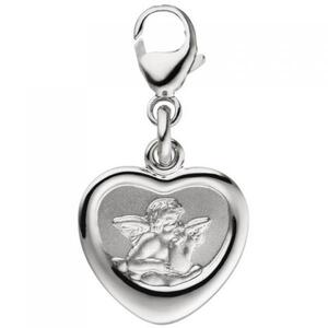 Anhnger Charm Schutzengel 925 Sterling Silber teil matt Herzcharm