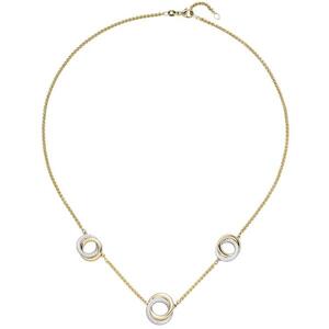 Collier Halskette 585 Gelbgold Weigold bicolor 82 Diamanten 45 cm