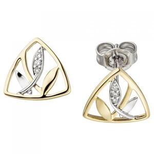 Ohrstecker 585 Gelbgold Wei�gold bicolor 6 Diamanten Brillanten Ohrringe