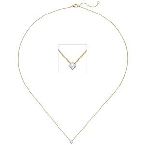 Collier mit Anh�nger 750 Gelbgold Wei�gold bicolor 1 Diamant Brillant 45 cm