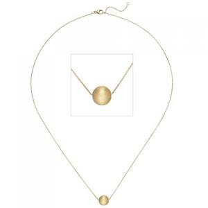 Collier Kette mit Anh�nger Kugel 750 Gelbgold matt 45 cm Halskette