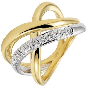 Damen Ring 585 Gelbgold Wei�gold bicolor 61 Diamanten (Gr��e: 56)