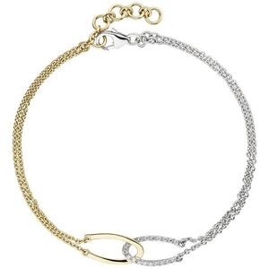 Armband 2-reihig 585 Gelbgold Weigold bicolor 18 Diamanten 19,5 cm