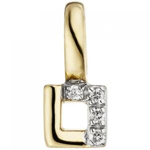 Anh�nger 585 Gelbgold 4 Diamanten Brillanten Goldanh�nger eckig