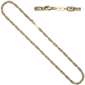 Halskette 585 Gelbgold Weigold bicolor 50 cm Goldkette Karabiner