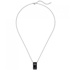 Collier mit Anh�nger Edelstahl schwarz mit Carbon Einlagen 55 cm