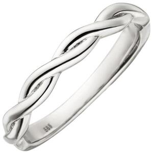 Damen Ring geflochten 585 Gold Wei�gold, Wei�goldring (Gr��e: 50)