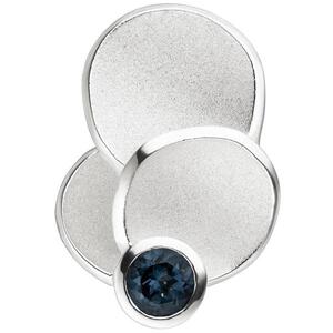 Anh�nger 925 Silber teil matt 1 Blautopas hellblau blau