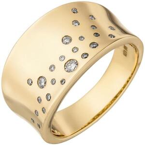 Damen Ring breit 585 Gold Gelbgold 25 Diamanten 0,23ct. (Gre: 56)