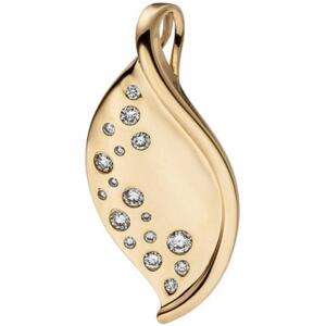 Anh�nger 585 Gelbgold 17 Diamanten Brillanten 0,26ct. Goldanh�nger