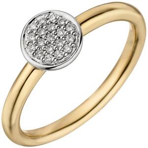 Damen Ring 585 Gelbgold Wei�gold mit 9 Diamanten (Gr��e: 58)