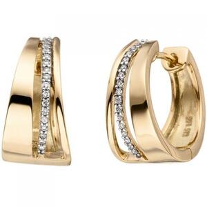 Creolen 585 Gold Gelbgold bicolor 34 Diamanten Brillanten Ohrringe