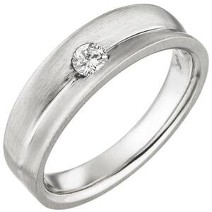 Damen Ring 950 Platin, matt 1 Diamant Brillant 0,13ct. Platinring (Gr��e: 56)