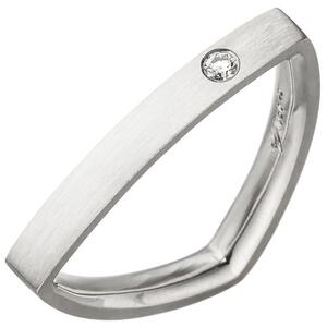 Damen Ring dreieckig Dreieck 950 Platin matt 1 Diamant Brillant (Gr��e: 54)