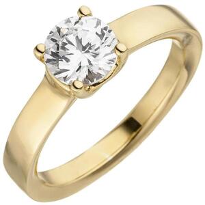 Damen Ring 585 Gelbgold, 1 Diamant Brillant 1,0 ct. Diamantring Solit�r, 6,2 mm (Gr��e: 60)